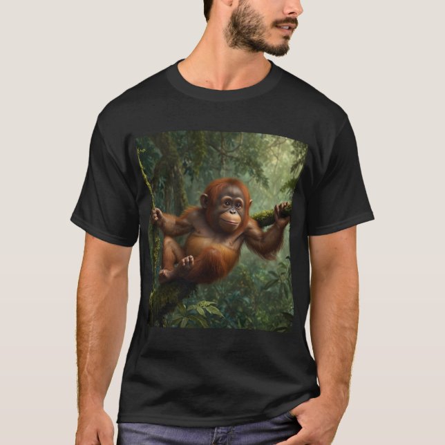 T-shirt Un jeune Orangoutan en forêt pluviale (Devant)