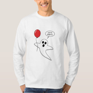 T-shirt Un joli fantôme de dessin animé avec un ballon rou