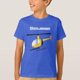 T-shirt Un joli hélicoptère de dessin animé jaune
