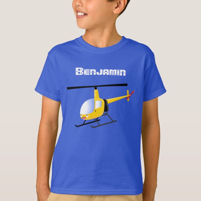T-shirt Un joli hélicoptère de dessin animé jaune (Devant)