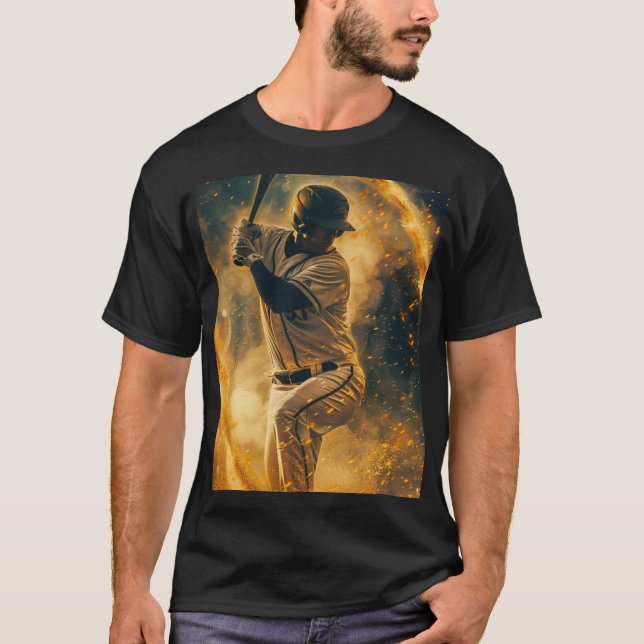 T-shirt Un joueur de baseball en milieu de balançoire. Il  (Devant)