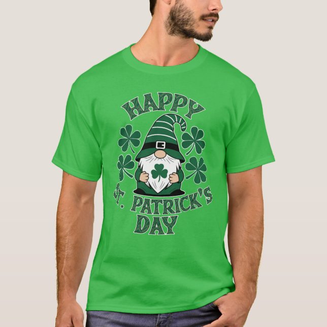 T-shirt Un Jour de la Saint Patrick heureux avec un Gnome  (Devant)