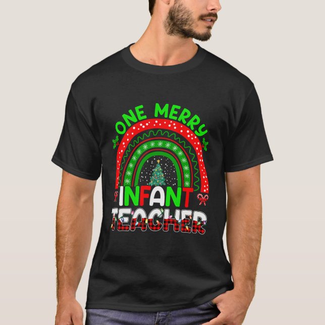 T-shirt Un Joyeux Enseignant de bébé Noël Arbre de Noël En (Devant)