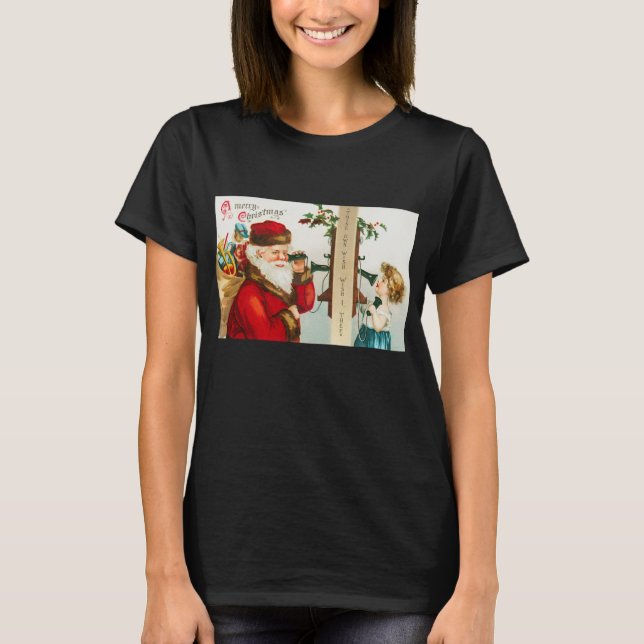 T-shirt Un joyeux Père Noël par Ellen Clapsaddle (Devant)
