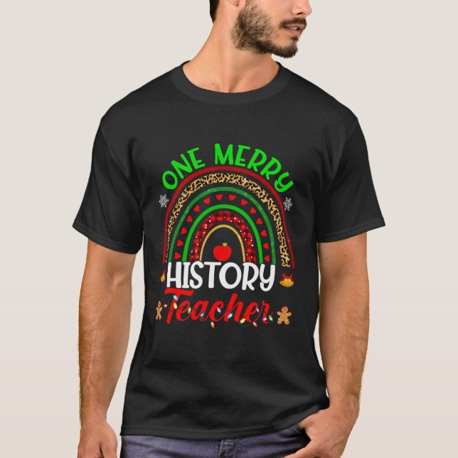 T-shirt Un joyeux professeur d'histoire Noël Rainbow Buffl (Devant)