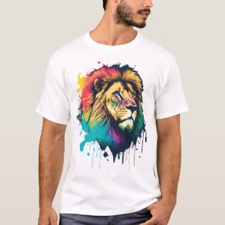 T-shirt Un lion coloré