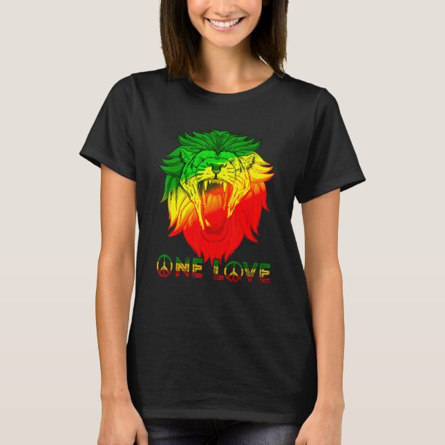 T-shirt Un Love Rasta Reggae Rastafarian Lion De Juda Ja (Devant)