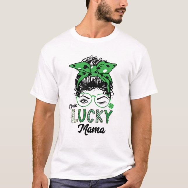 T-shirt Un Lucky Mama Jour de la Saint Patrick Dot Motif M (Devant)