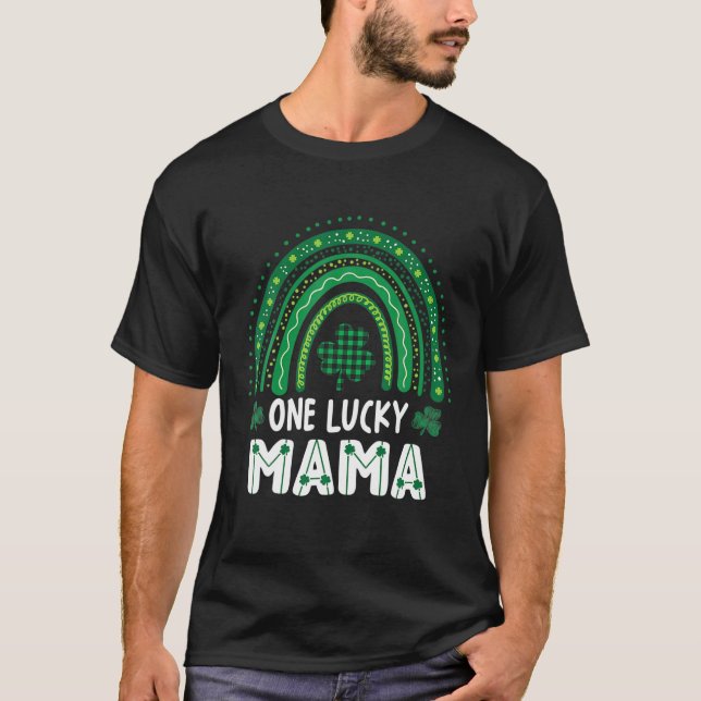 T-shirt Un Lucky Mama Shamrock Patrick's Day Rainbow Iris (Devant)
