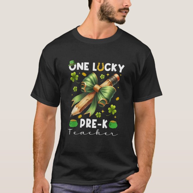 T-shirt Un Lucky Pré K Enseignant coquette St patrick D (Devant)