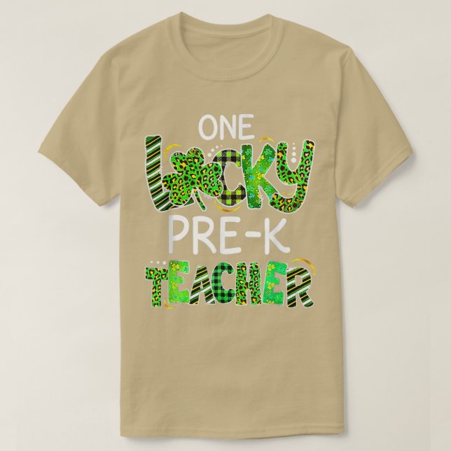 T-shirt Un Lucky PrK enseignant Shamrock Leopard Plaid Pat (Design devant)
