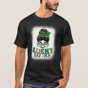 T-shirt Un Lucky Rad Tech Bleached Messy Bun St patrick