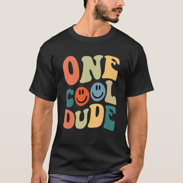 T-shirt Un Mec Cool 1er Anniversaire Pour Boys Retro (Devant)