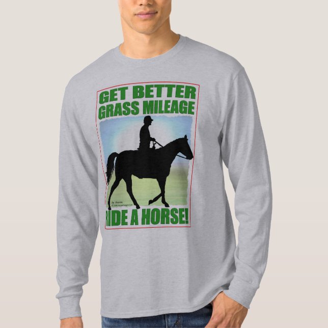 T-shirt Un meilleur tour de kilomètrage d'herbe un cheval (Devant)