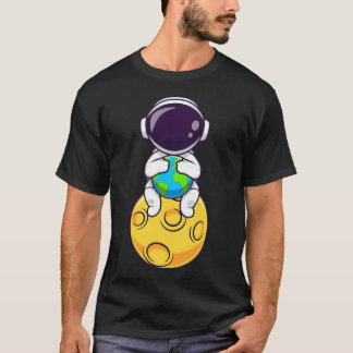 T-shirt Un Mignon Astronaute Assis Sur La Lune Qui Détient