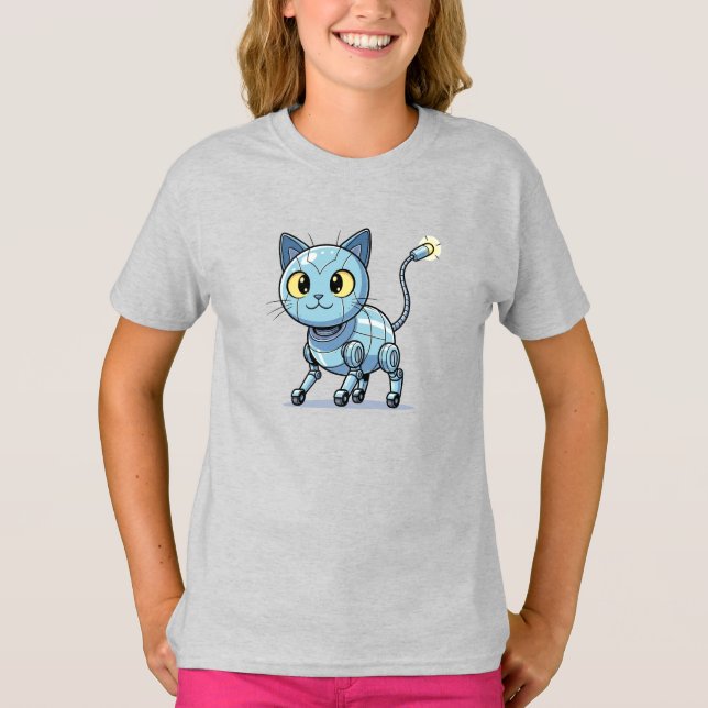 T-shirt Un mignon chat robot du 21ème siècle ! (Devant)