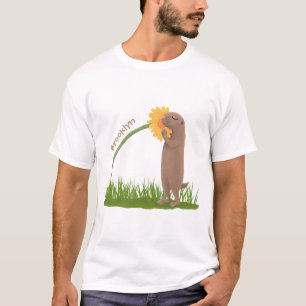 T-shirt Un mignon chien de prairie reniflant la caricature