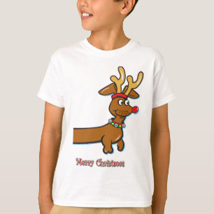T-shirt Un mignon Dachshund portant des Antlers de rennes