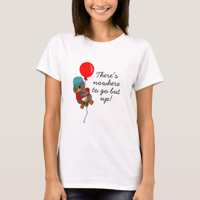 T-shirt Un mignon oiseau caricatural sur ballon Inspiratio (Devant)