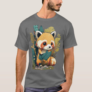 T-shirt Un mignon petit panda rouge dans la forêt