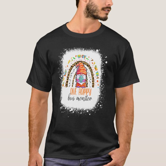 T-shirt Un moniteur de bus Hoppy Leopard de Pâques Rainbow (Devant)