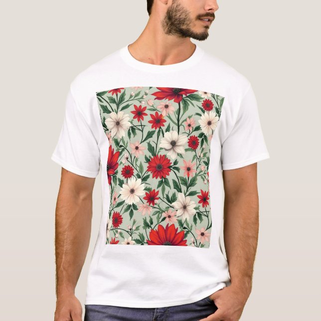 T-shirt un motif fleuri aux couleurs vives (Devant)