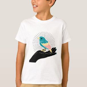 T-shirt un oiseau dans la main