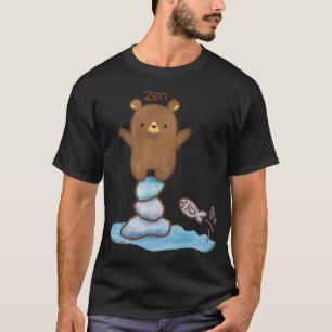 T-shirt Un ours zen rocher équilibrage méditation art