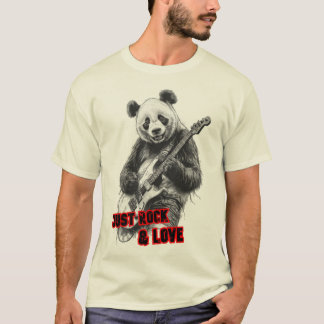 T-shirt Un panda jouant du rock avec une guitare électriqu