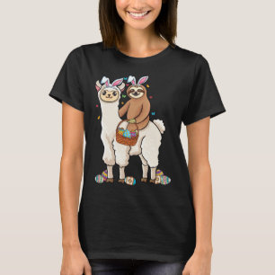 T-shirt Un paresseux montant un lama oreilles de lapin & c