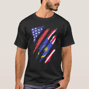 T-shirt Un Patriote Américain Malaisien Grève Un Drapeau C