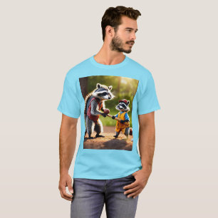 T-shirt Un père et son fils raccoon jouant au baseball pen
