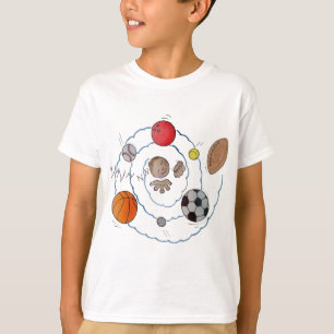 T-shirt Un petit garçon en caricature rêvant aux balles 
