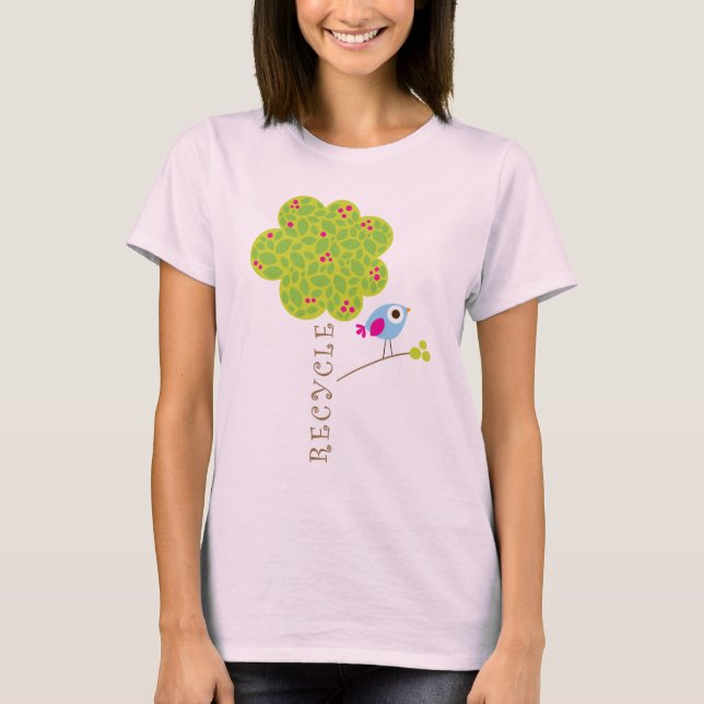 T-shirt Un petit oiseau m'a dit que je devrais recycler (Devant)