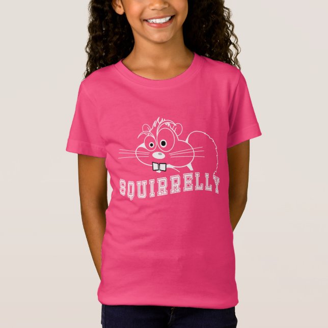 T-Shirt Un peu écureuil en ligne blanche filles d'art (Devant)