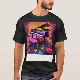 T-shirt Un piano avec un Arrière - plan coloré et psychédé