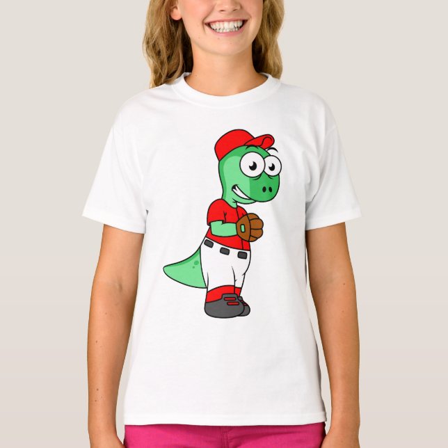 T-shirt Un Pitcher De Baseball Pachycephalosaurus. (Devant)