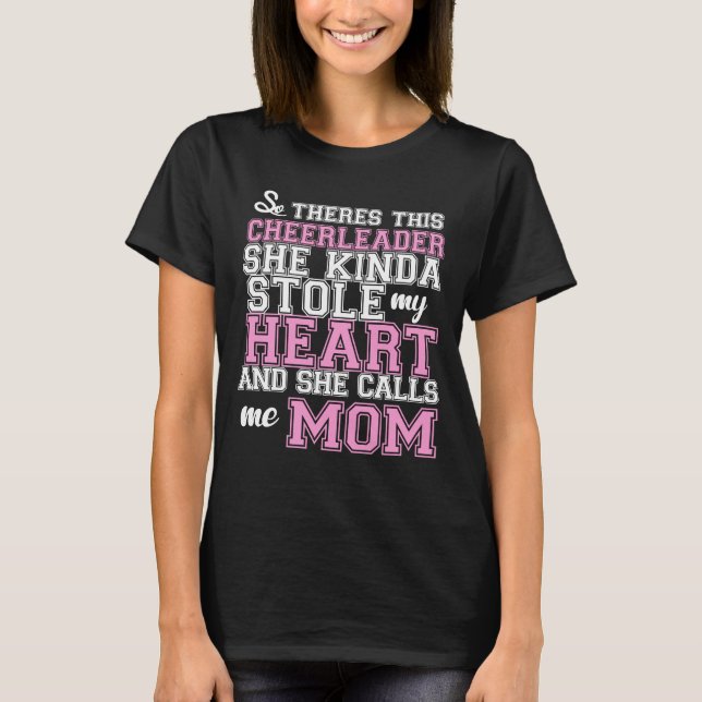 T-shirt Un pom-pom girl a volé ma maman de coeur (Devant)