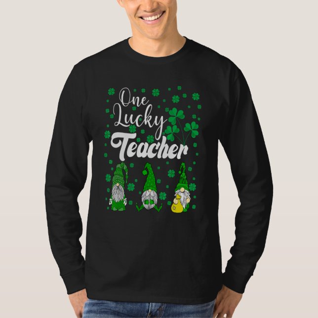 T-shirt Un Professeur chanceux St patrick irlandais Gnomes (Devant)