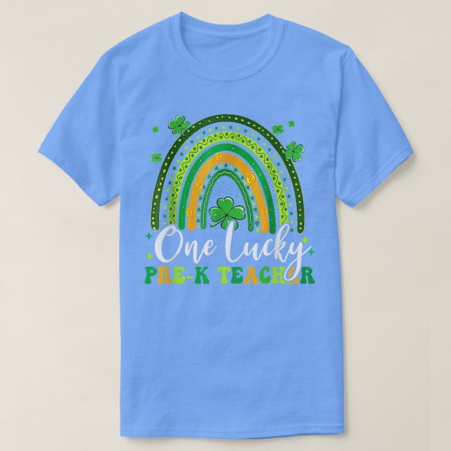 T-shirt Un professeur de Pré K chanceux Rainbow Shamrock P (Design devant)