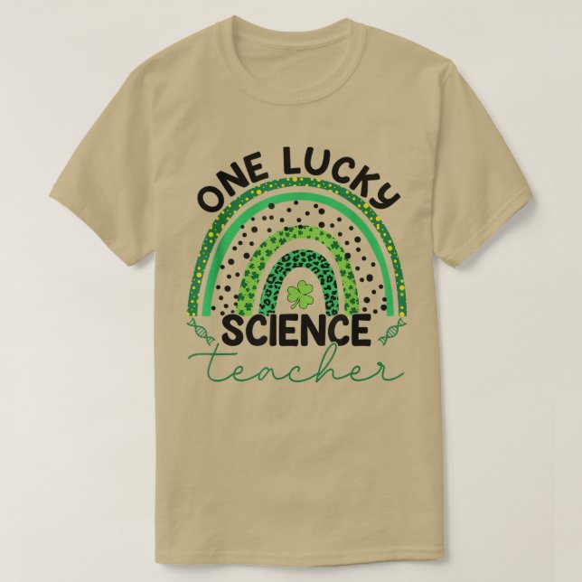 T-shirt Un professeur de sciences chanceux Leopard Rainbow (Design devant)