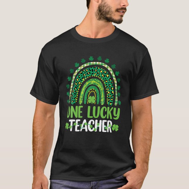 T-shirt Un Professeur Heureux Rainbow St Patrick’S Day App (Devant)