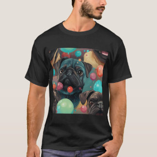 T-shirt Un pug avec des ballons est irrésistiblement migno