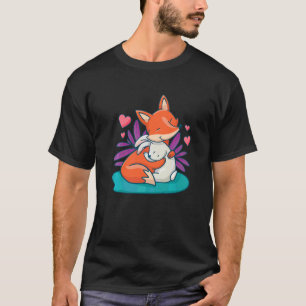 T-shirt Un Renard Et Un Lapin Qui Se Serrent Accrochés Les