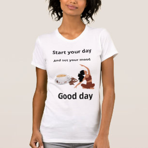 T-shirt "Un rituel du matin serein : Café et yoga sur Terr
