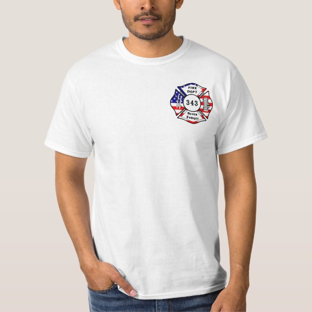 T-shirt Un sapeur-pompier 9/11 n'oublient jamais 343 (Devant)
