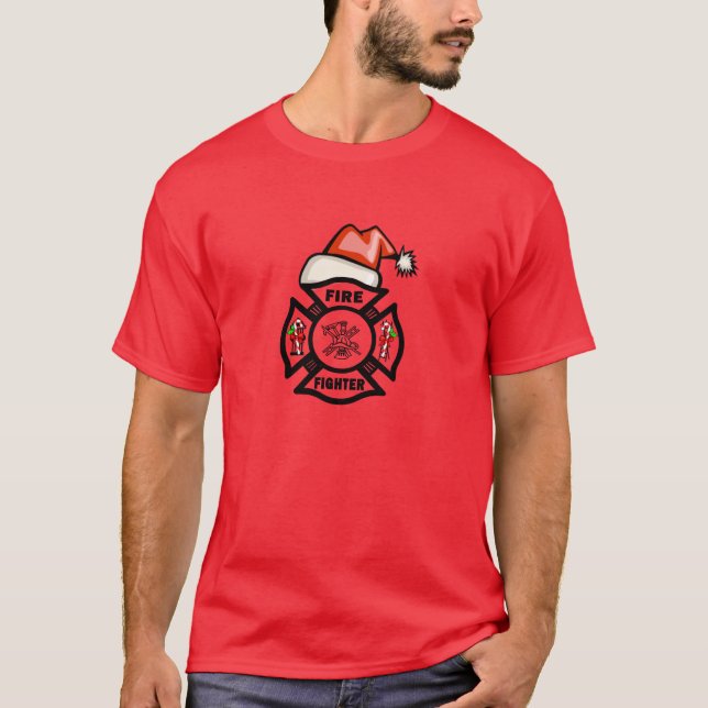 T-shirt Un sapeur-pompier le père noël (Devant)