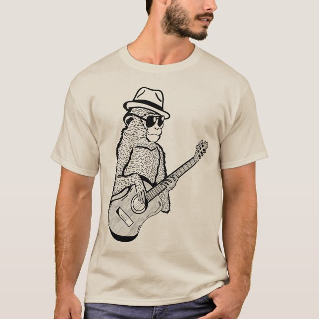 T-shirt Un singe Jouant À Un Animal De Guitare (Devant)