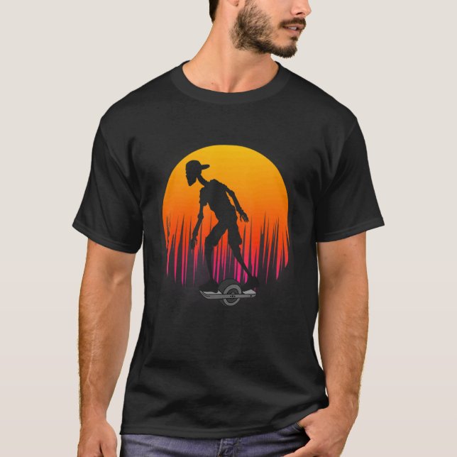 T-shirt un squelette de roue Onewheel Flottant Vie Skatebo (Devant)