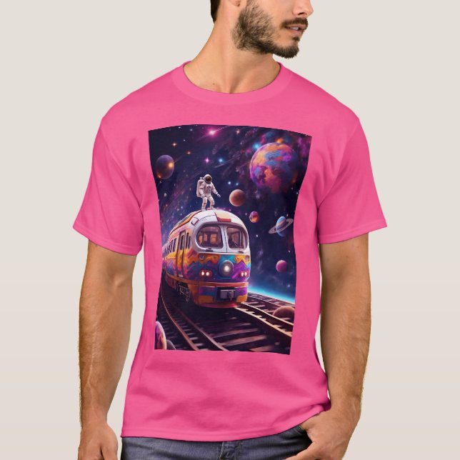 T-shirt Un Train Traverse L'Espace (Devant)